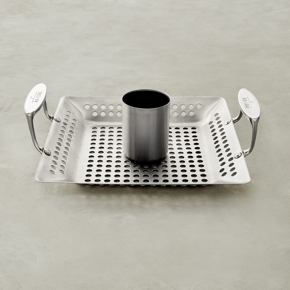 AllClad Stainless Steel Outdoor Chicken Roasting Pan Williams Sonoma